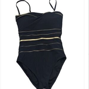 Gottex Women's One Pice SwimSuit Black/Gold Size 8 10047